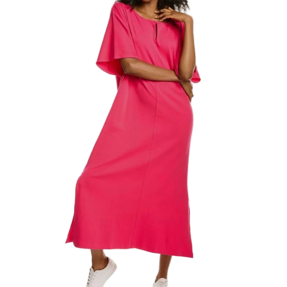 🌙Joan Vass Vibrant Pink Midi Dress size 2 GUC